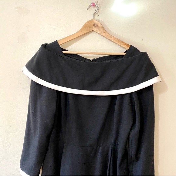 Vintage 80s Arnold Scaasi Dress Black White Classic Size 14 - NWT - Picture 2 of 9